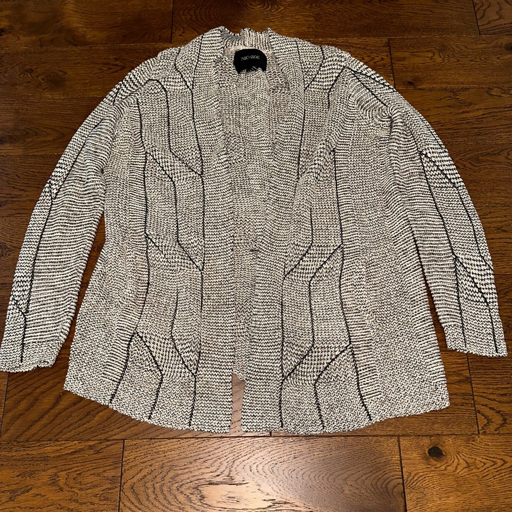 Nic+Zoe Open Knit Crochet Cardigan size Small
